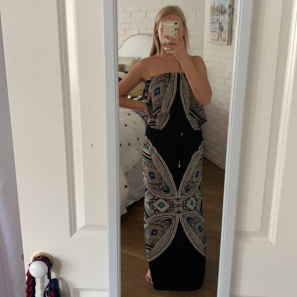 Mossimo Strapless Black Printed Dress (Womens S) - Picture 3 of 9